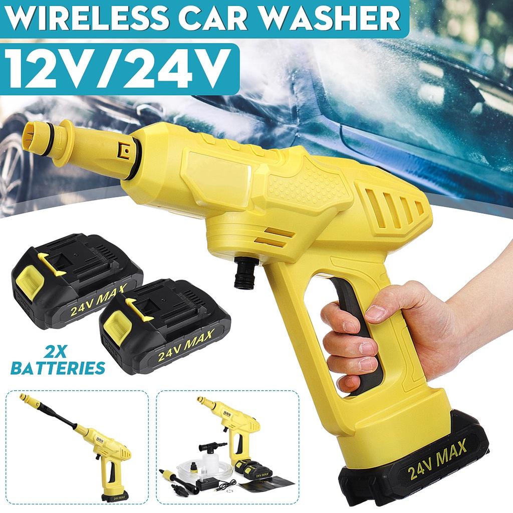 800W Handheld Auto Spray Powerful Car Washer Cordless High Pressure Car Washer Guns Garden Water Jet Foam Generator 2 Battery 24V