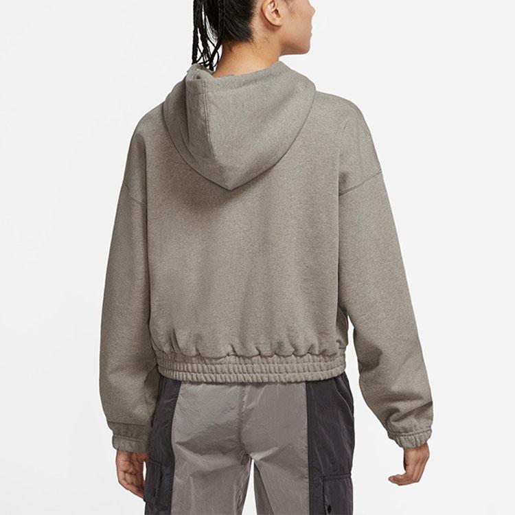 Jordan Essentials Casual Sport Knit Loose Hoodie Crop Top Women Tops Green DD6999-320