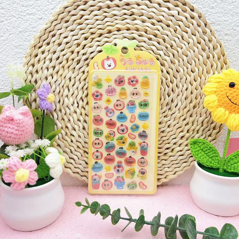 New 3D Relief Stickers Cartoon Animals Food Creative Cute Aesthetic Stickers DIY Phone Case Journal Fun Fashion Decoration Stick
