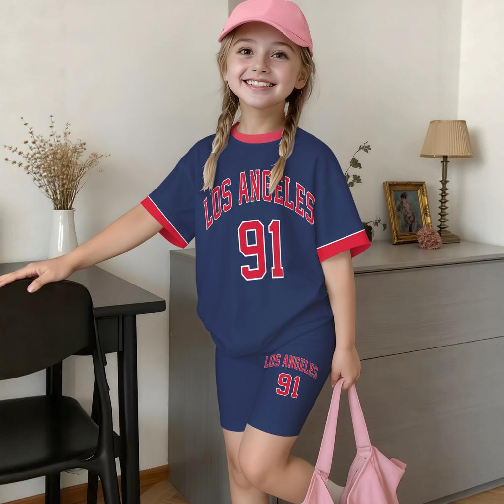 Kids Letter Print T-Shirt and Shorts Set - Round Neck Short Sleeve Top with Matching Shorts - Casual Summer Outfit for Boys and Girls