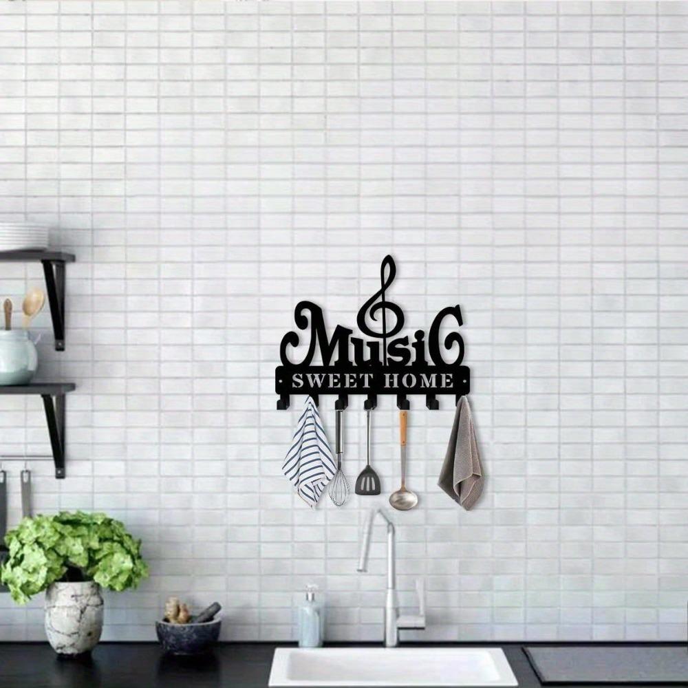 Bohemian Style Metal Key Hook 9.84 Inch Music Theme Wall Organizer for Clothing Hat Office Kitchen Bathroom Decor