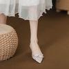 Women High Heel Sandals Summer New Elegant Butterfly-knot Fashion Pointed Toe Pumps Outdoor Non Slip Shallow Slingbacks Heels