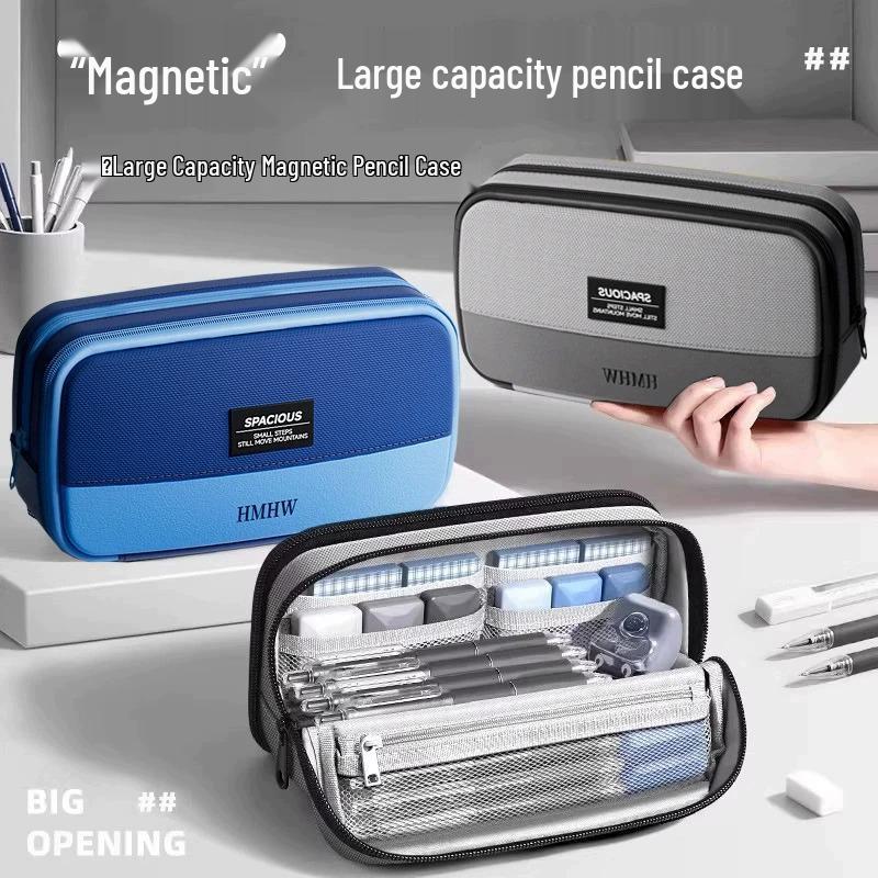 Premium Large-Capacity Magnetic Pencil Case: Unique Stand-Up Design for Primary School Students