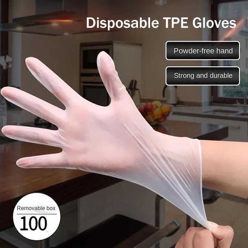 100Pcs S/M/L/Xl Disposible Gloves Transparent Cleaning Gloves Kitchenware Thickened Tpe Gloves Food Grade Protective Film Gloves