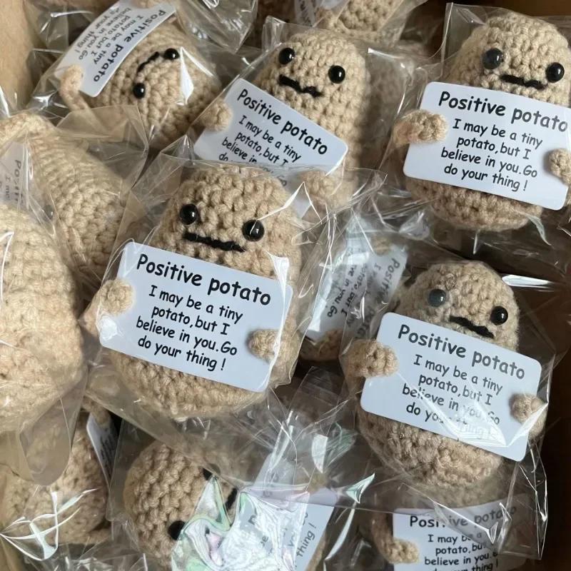 Sales Handmade Knitted Crochet Doll Pocket Hug Positive Energy Plush Toy - Funny Emotional Avocado Bee Turtle Duck