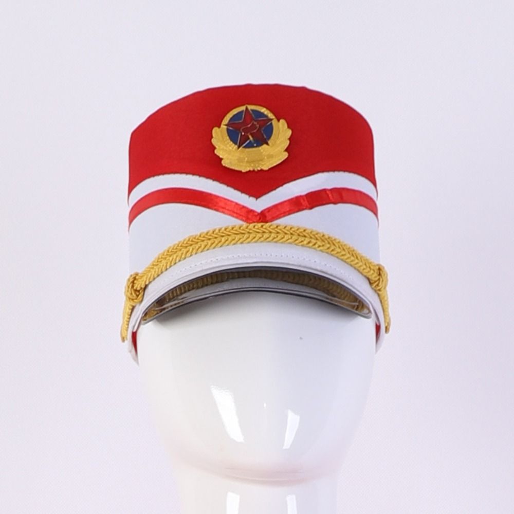 Guldiga dekorationsband Marschorkesterhatt Cosplay Show Soldat Topphatt Kostymtillbehör