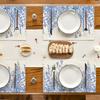 VIKAMA Mori Plant Placemats Blue and White Dandelion Thistle Scandinavian Style Restaurant Afternoon Tea Decoration
