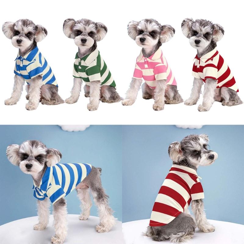 Small Dog PoloShirt Two-Leg Casual Stripe Shirt Puppy Costume Summer T-Shirt Fashion Clothes for Bichon FrenchBull dog