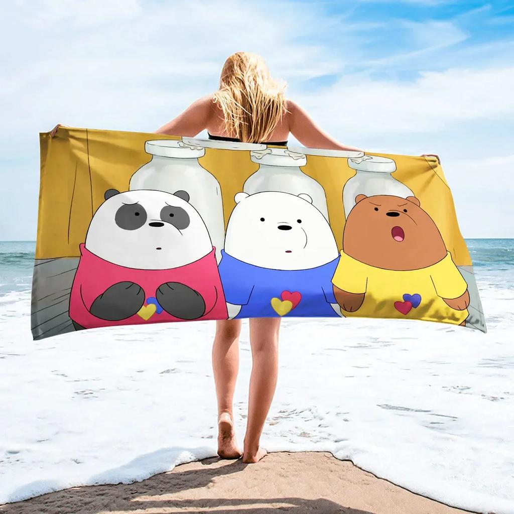 Anime Naked Bear Cute Cartoon Superfine Fiber Beach Sauna Towel Room Decor Bath Children Hand Towels Bathroom Home Shower