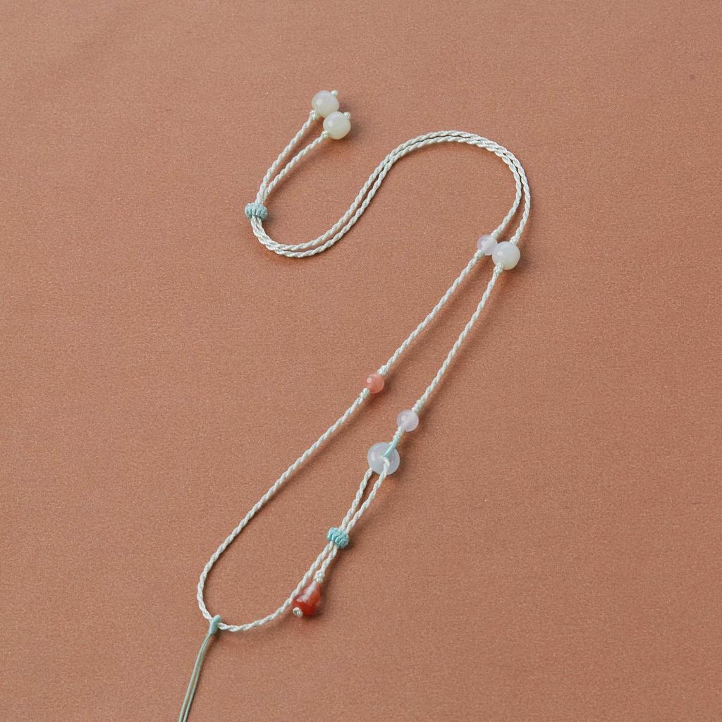 Premium Handmade Braided Necklace with Adjustable Hetian Jade Pendant