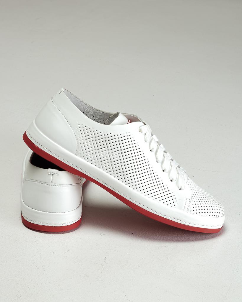 Perforierte Turnschuhe Davis 12107 40 Weißes Leder