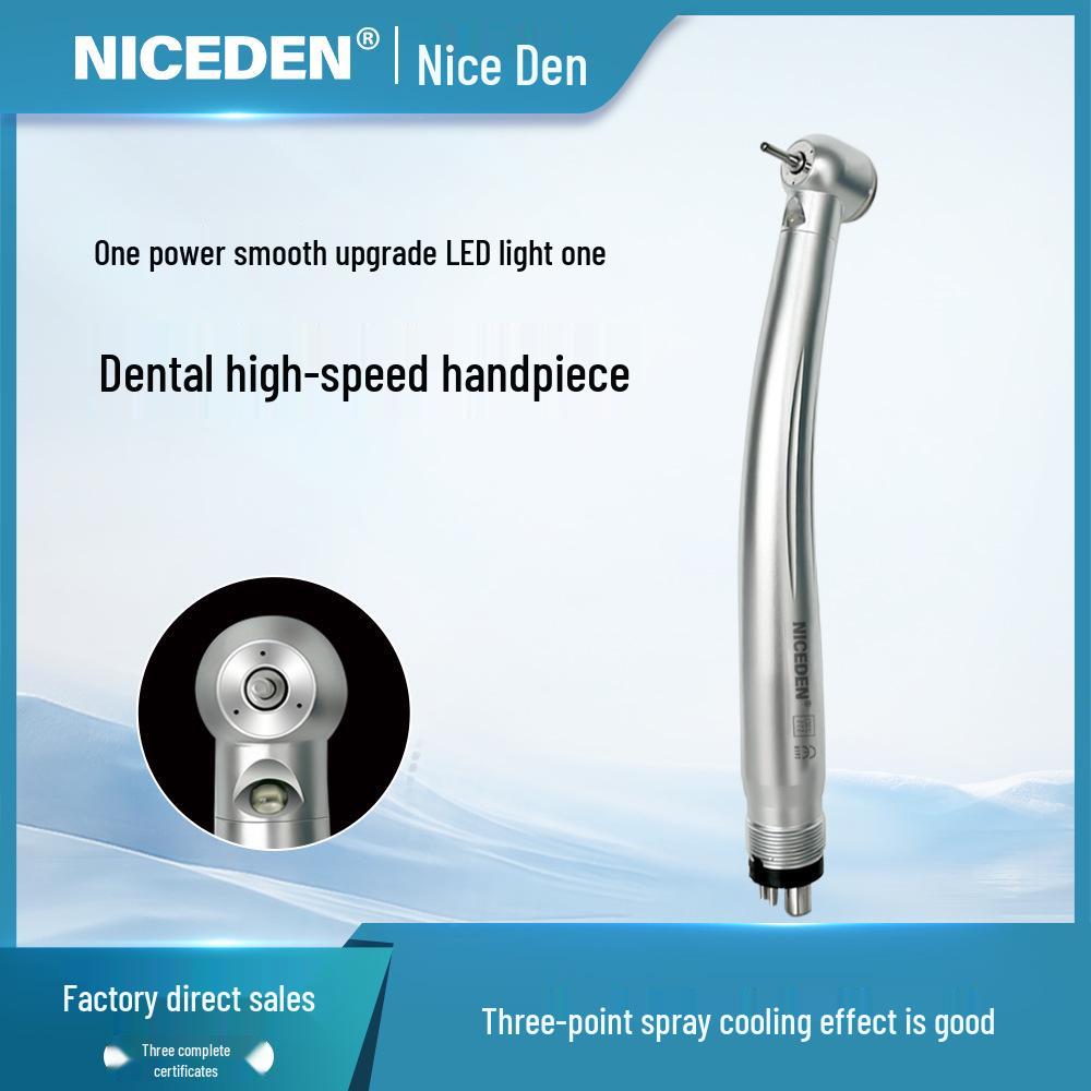 Turbina Dentale ad Alta Velocità Niceden con Cuscinetto in Ceramica, Testa Grande NSK, Rimozione Ago a Pulsante e Luce