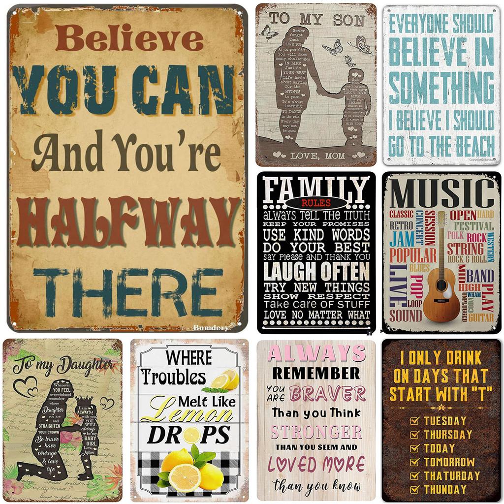 Metal Tin Signs Believe You Can You Are Halfway There Vintage Rustic Decor Metal Posters Home Kitchen Bar Cafe Club Wall Decor