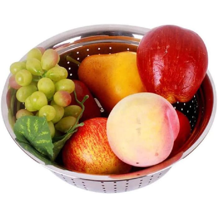 Hemoton Stainless Steel Rice Washing Bowl Kitchen Strainer Colander Bowl Fruit Vegetable Washing Basket for Rice Food Pasta Colander Drain Basket