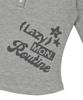 LMR Lettering Graphic Waffle Henley Neck Long Sleeve T-Shirt Grey