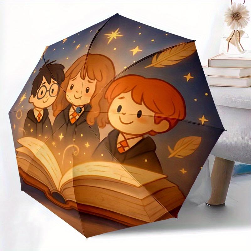 Harry Potter Magic Friends Automatic Open/Close Umbrella   Compact Travel Umbrella, 8 Rib Heavy Duty Construction, Ideal Gift, 141