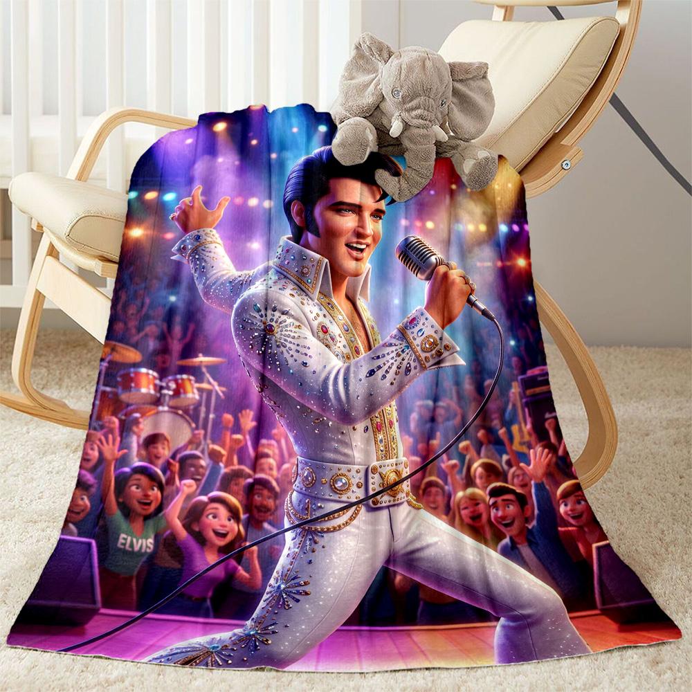 Elvis Presley Guitar Performance Blanket Soft & Cozy Suitable for Office Seaside Couch All-Season Use Stylish Decor Birthday Christmas Gift Blanket