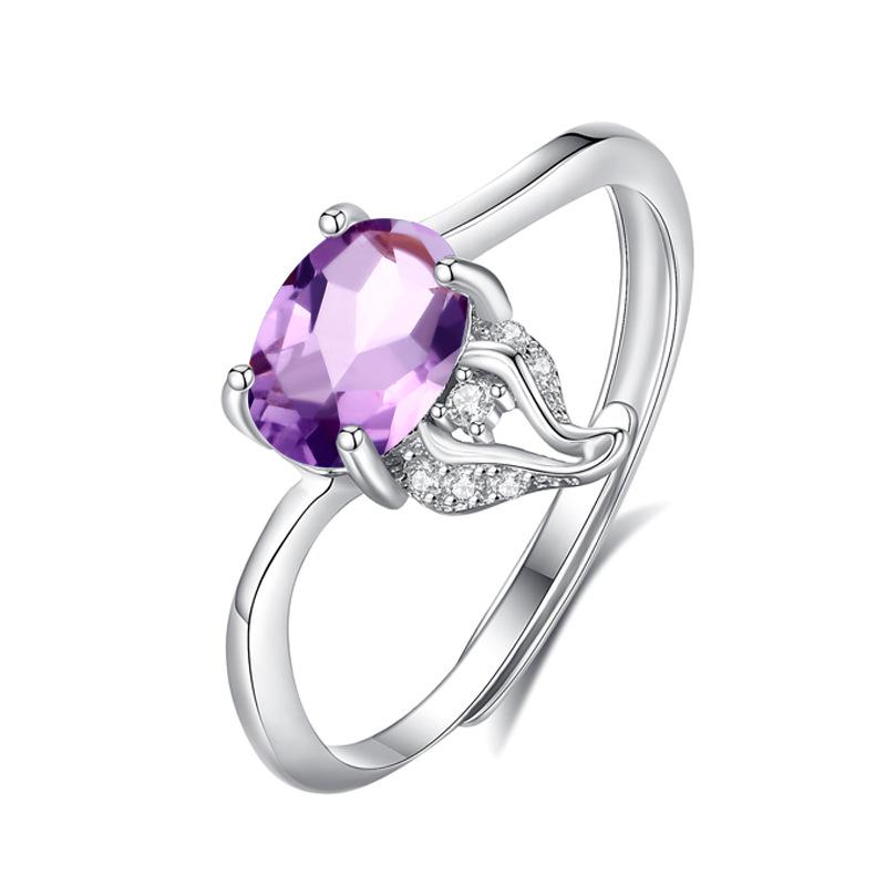 

S925 sterling silver ring women s niche flame design high-end natural crystal topaz jewelry gifts Adjustable opening