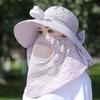 With Neck Flap Tea Picking Hat Windproof Women Sun Hat Breathable Electric Fan Bucket Hat Girl