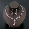 Exquisite Fashion Rhinestone Bride Zircon Sets Women Luxury Flower Choker Necklace Earrings Wedding Dress Bridal Necklace Sets