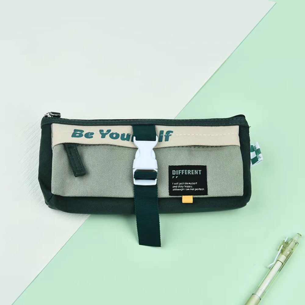 Canvas Double-Layer Pencil Case Splicing Cartoon Pencil Cases Storage Pencil Bag Boy Girl Kid