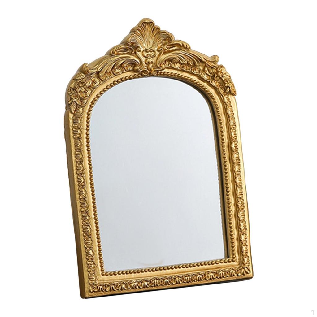 Decorative Vintage Vanity Mirror, Made of Resin, with An Arched Frame, Ideal for Parties.