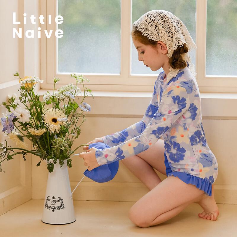 Little Naive Girls' Long Sleeve Sun Protection Swimsuit Set