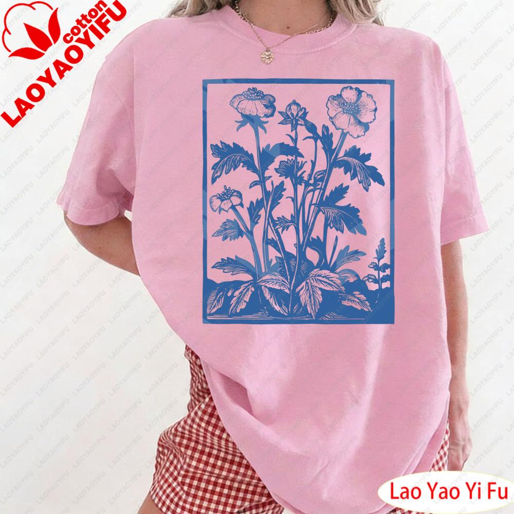 

Vintage Wildflowers Graphic Shirt 90s Retro Flowers Tee Gift for Her Flower Girl Tees Flowers Lover Clothes Streetwear Tops S
