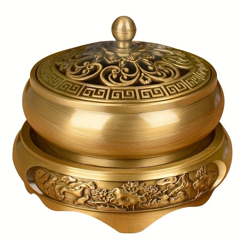 Zinc alloy Zen incense burner set with lotus base is suitable for yoga meditation, home and office, Halloween and Christmas gifts
