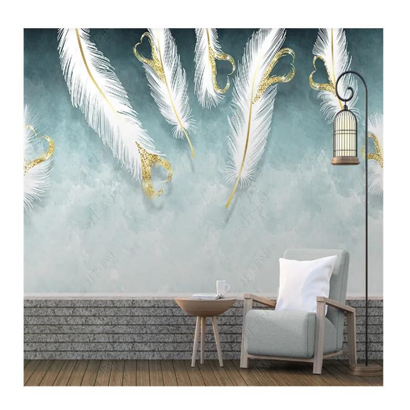 

Hand-Painted White Feather Wallpaper For Living Room Tv Sofa Background Wall Papers Home Decor 3d Mural 200 cm(W) x 140 cm(H)