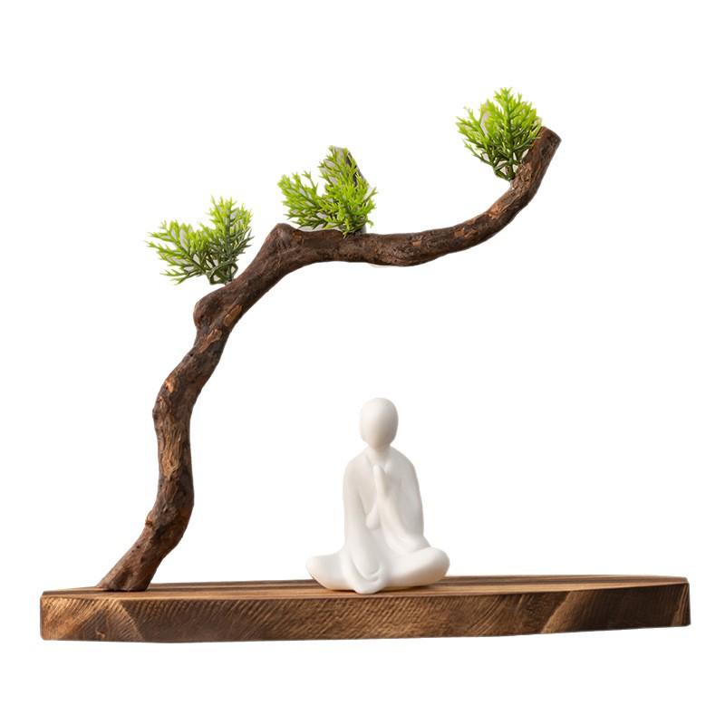 Solid Wood Root Carving Ornaments: Natural Zen Base for Home Decor