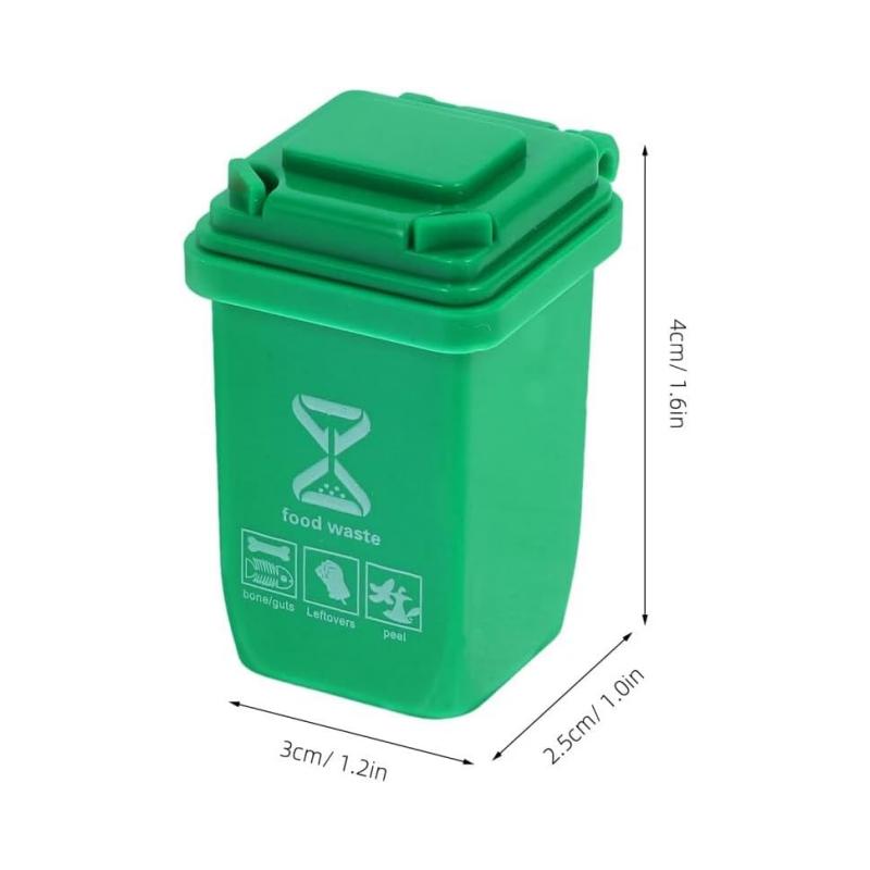 1/12 Mini Trash Can Toys, 5Pcs Miniature Garbage Cans with Opened Lids Small Trash Bin Model for Kids Dollhouse Accessory