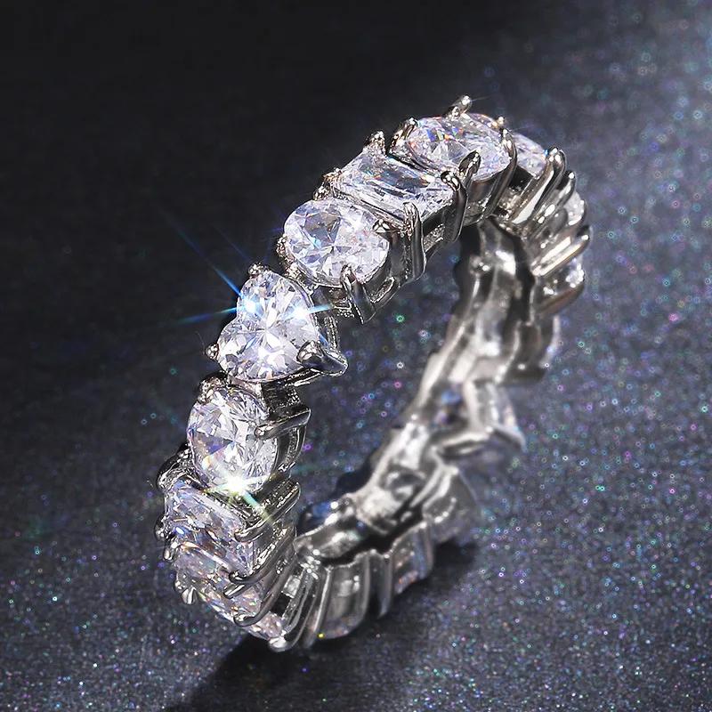 Bright Green Cubic Zirconia Ring Female Engagement Party Jewelry Noble Lady Fashion Wedding Ceremony Accessories Gift