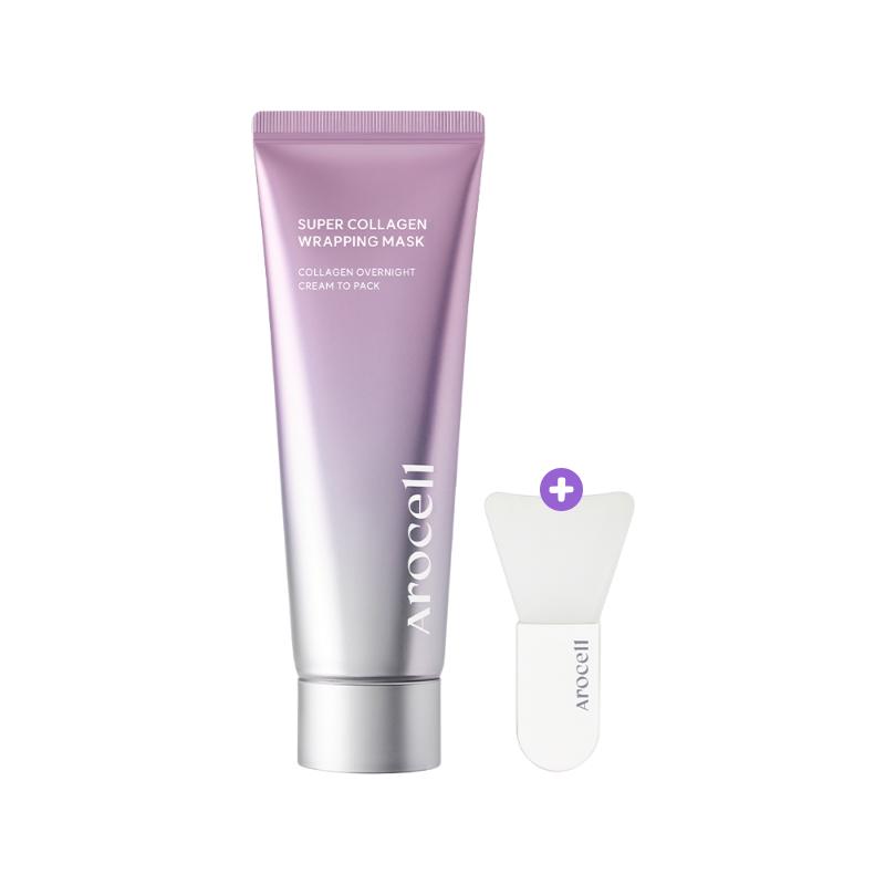 [AROCELL] Super Collagen Wrapping Mask 80ml + Silicone Pack Brush Set Intensive Lifting & Overnight Glow