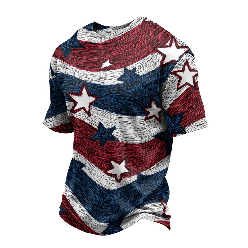 Mens Graphic T-shirts 250th Anniversary Usa Shirt Mens Hawaiian Shirt Patriotic Shirts for Men Short Sleeve Crewneck Mesh Breathable