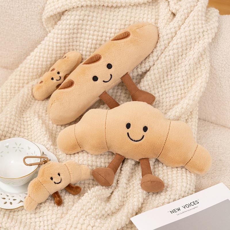Cute Fun Baguette Alkali Water Knot Doll Plush Toy Croissant Bread Plush Doll Bag Pendant Gift