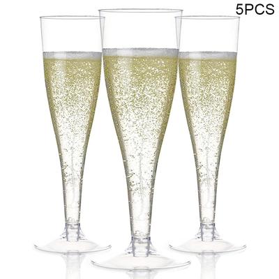 5 pezzi bicchieri da champagne trasparenti bicchieri da flûte di plastica usa e getta per feste di compleanno di nozze forniture per bar bevande vino rosso coppa di gelato