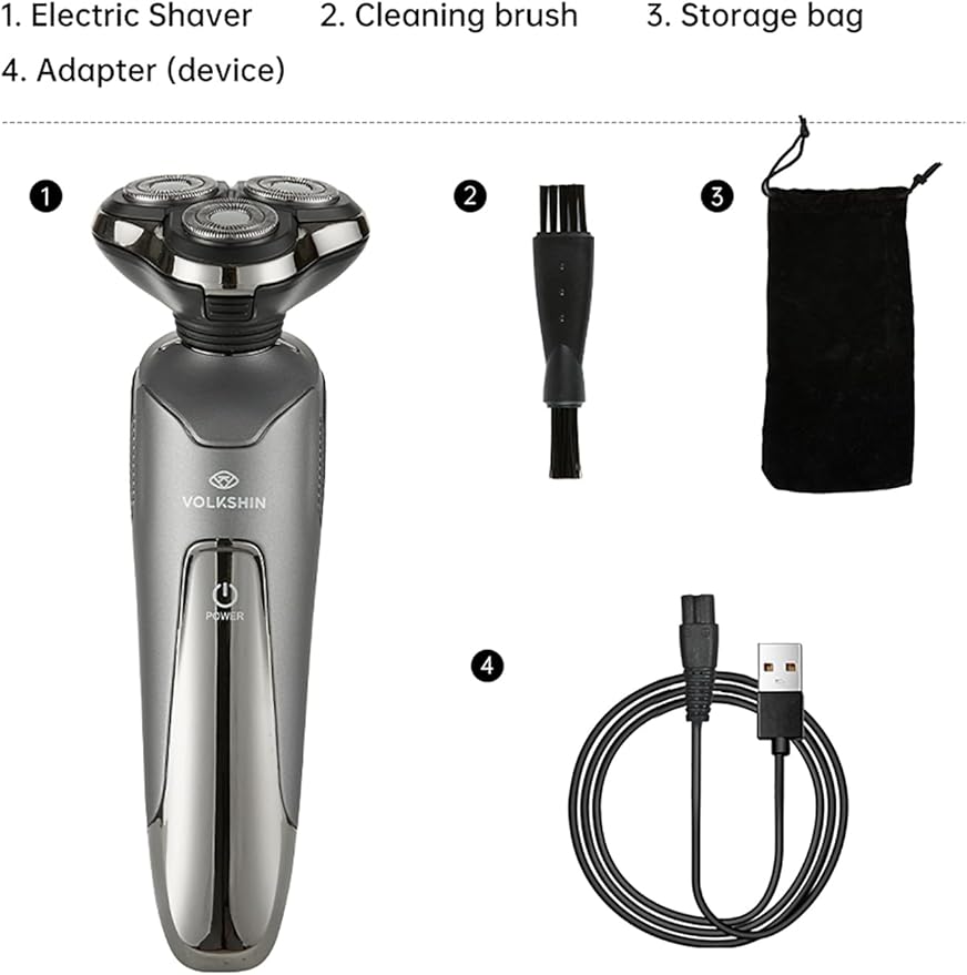Golarka elektryczna dla mężczyzn, Męskie golarki obrotowe, Wodoodporna, Do golenia na mokro i na sucho, Akumulatorowa golarka elektryczna do twarzy męskiej, Bezprzewodowa, z pływającą głowicą.