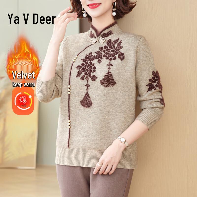 Yalu Women's New Chinese Style Fleece-Lined Cardigan Sweater