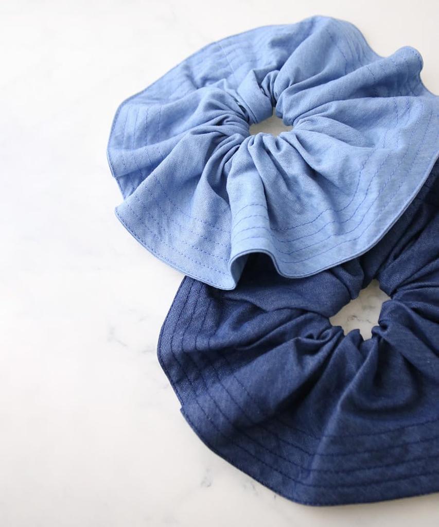 VINGTAINE Dungaree Large Trendy Hair Hair Women's Denim-Style Scrunchie, Scrunchie, Accessory, Tie, HS-218-IG