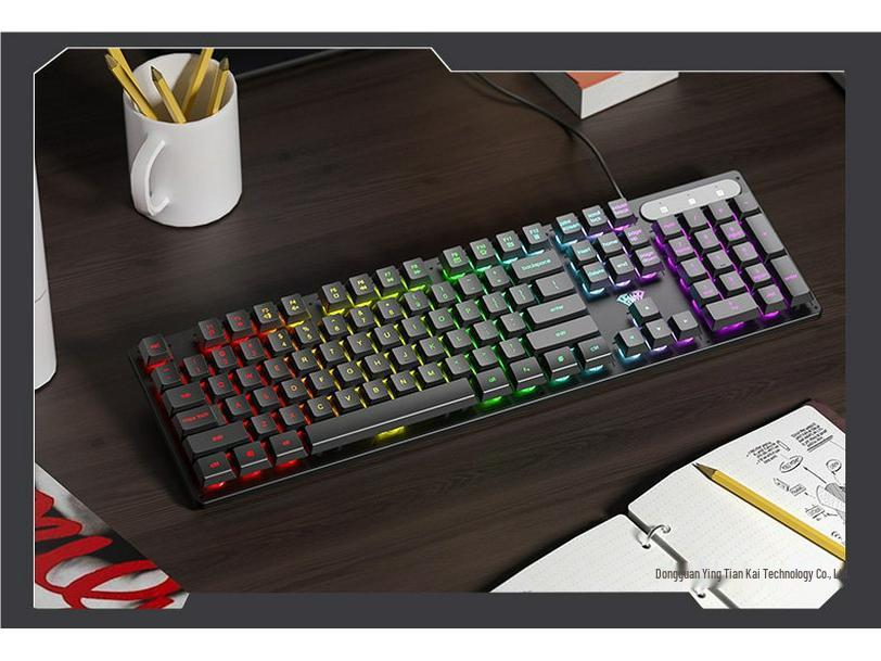AULA Tarantula Wired Silent Keyboard: Mechanical Feel & Cool Lighting for Office/Desktop