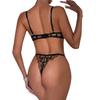 Sada spodního prádla s leopardím vzorem Dámská podprsenka s průhlednou výšivkou + sada spodního prádla Breif Intimates