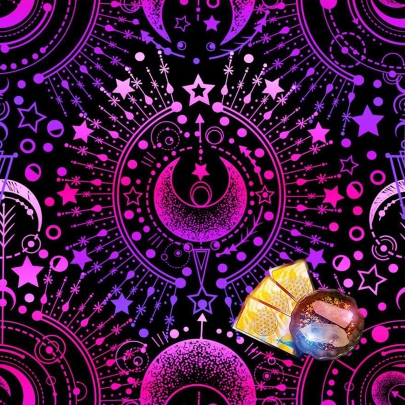 Tarots Card Tablecloth Altars Cloth Mysterious Moon Astrologys Tablecloth Table Mat Square Divinations Tapestry