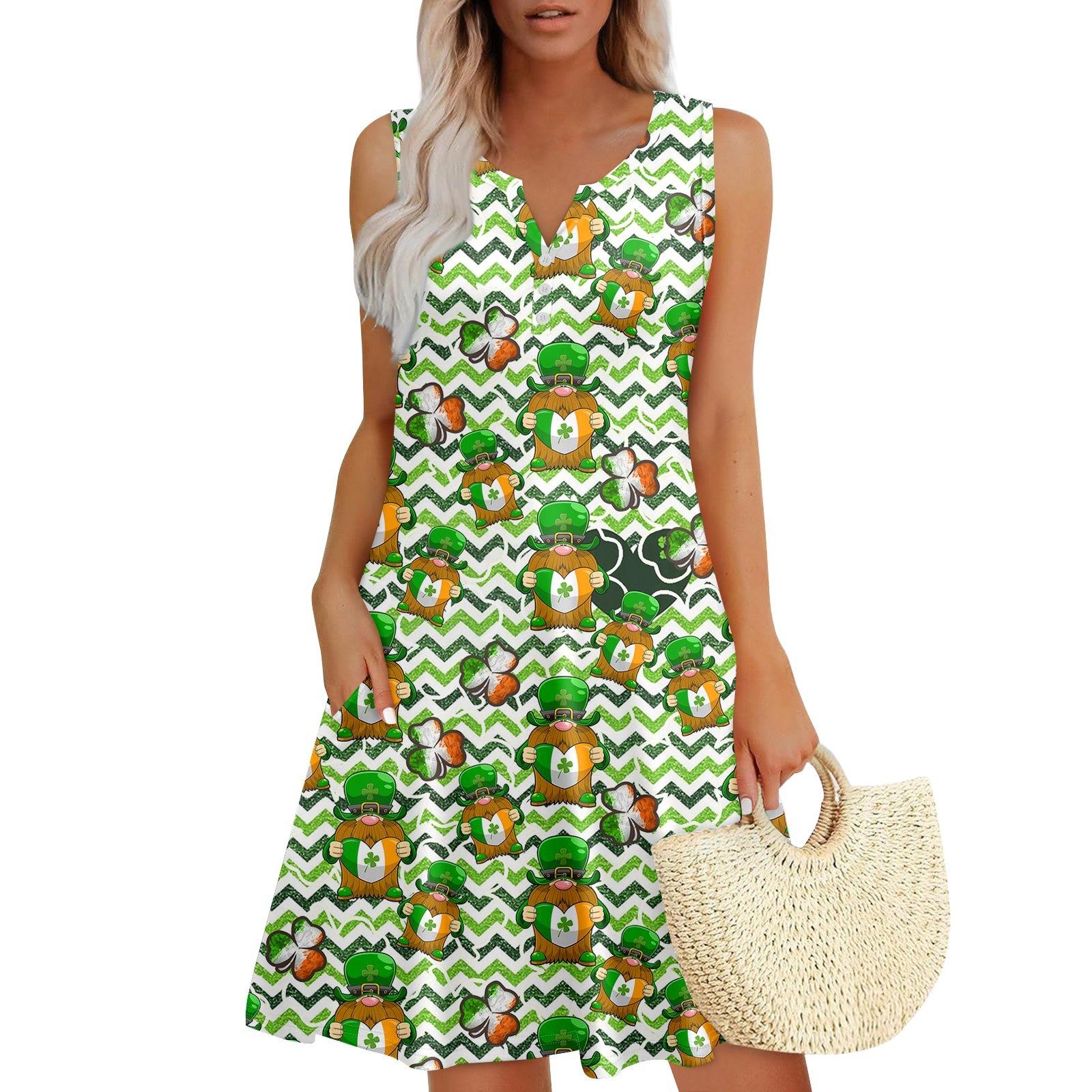 

Женские летние платья Свободные сарафаны без рукавов с V-образным вырезом Платье с карманами XXL