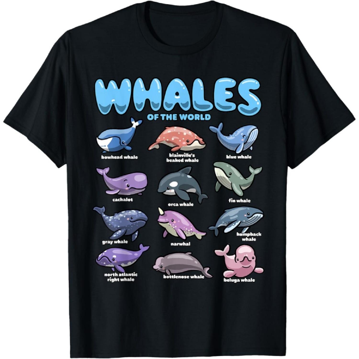 Whale Shirt Whales Sea Animals of the World Marine Biology T-Shirt S