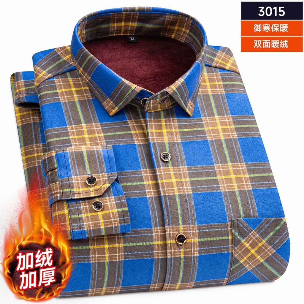 Pánské oboustranné fleecové košile s dlouhým rukávem a kostkovaným vzorem, silnější, zimní, ležérní, hřejivé, trendy, odolné proti chladu, pohodlné košile pro muže