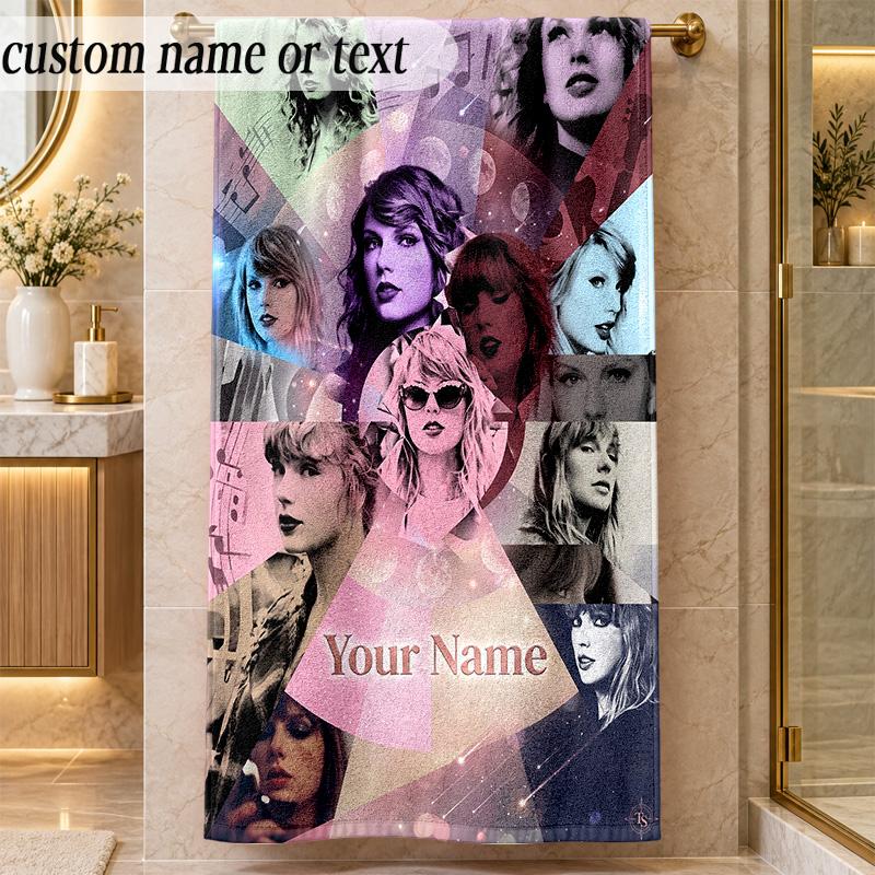 Beach TowelTaylor Swift Custom Name Text Personalized Soft Towel for Beach Pool Indoor Home Decor Gift