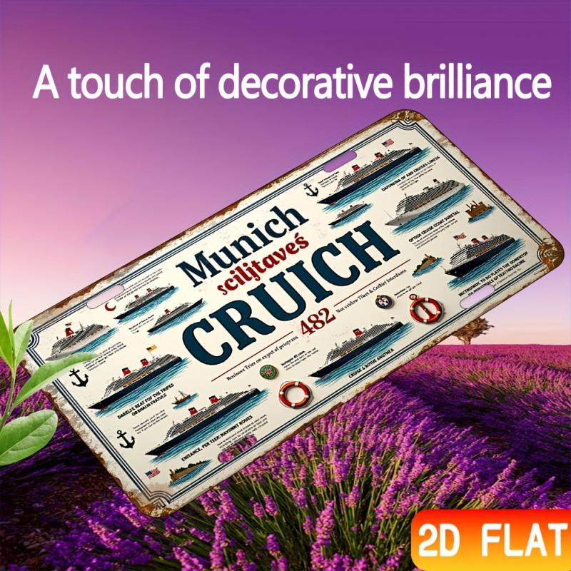2D Flat, 1pc Vintage Nautical Cruise Ship Metal Sign - 6x12 Inch Waterproof & Dustproof Aluminum Wall Art with Anchor