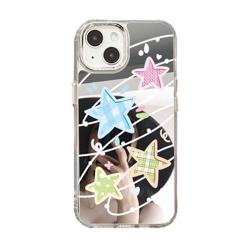 Colored Stars for iPhone17promax Mobile Phone Case 16 Niche 14/13 Apple 15 All-inclusive Makeup Mirror