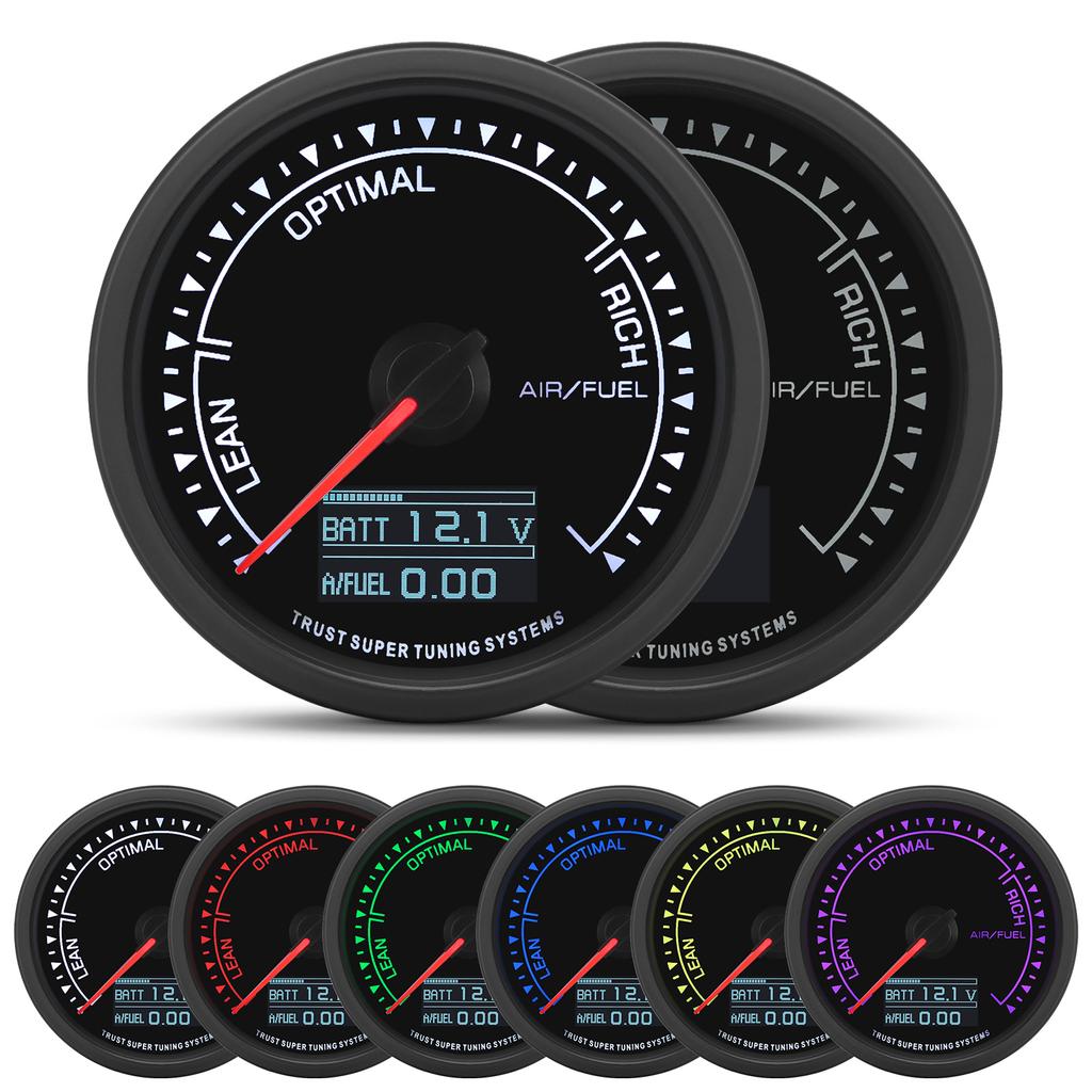 7 Colors LCD Car Racing Meter 60MM Vacuum Turbo Boost Water Temp Volt Oil Press Tachometer with Sensor for 4/6/8 Cylinder Cars